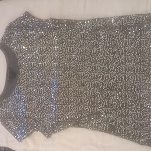 Inc. sequin T-shirt sz L,gray, holiday